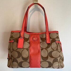 COACH SIGNATURE STRIPE CARRYALL SHOULDER BAG